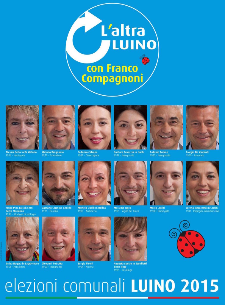 Le facce dei candidati consiglieri de "L'altra Luino"