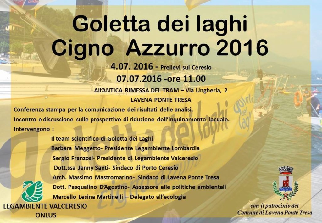 Lavena Ponte Tresa, la "Goletta dei laghi" di Legambiente sbarca sul Ceresio. Giovedì saranno svelati i dati