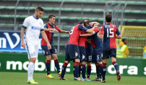 L'esultanza dei giocatori del Cagliari durante la partita contro l'Inter di questa stagione(betterlab.lottomatica.it)