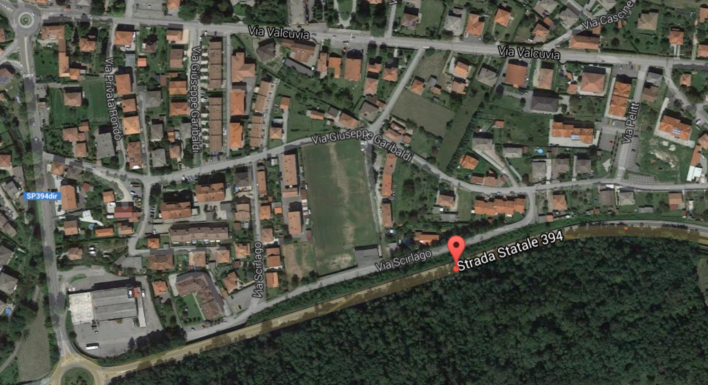 Cittiglio, il tragico luogo dell'incidente di questo pomeriggio (google.maps.it)