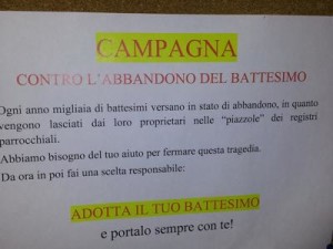 Il manifesto-spot di don Luigi Caria (Foto © Adnkronos )