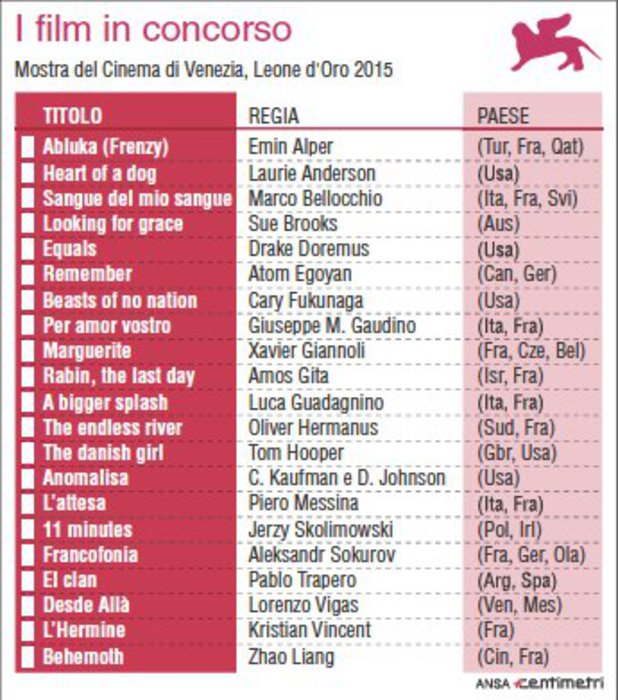I film in concorso alla Mostra del cinema di Venezia (ANSA)