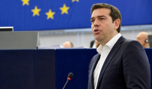 Alexis Tsipras oggi a Strasburgo (facebook.com)
