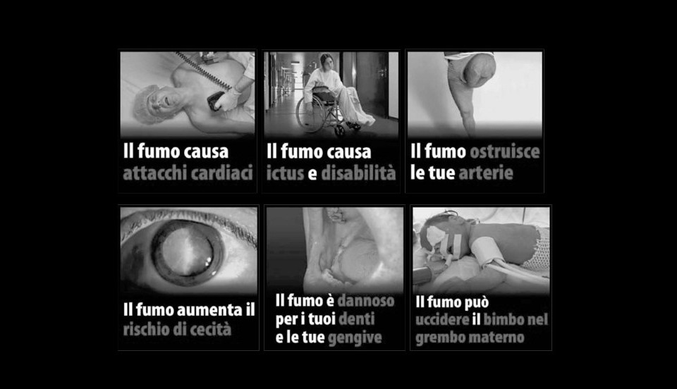 Le principali norme del decreto sui tabacchi e le immagini choc sui pacchetti di sigarette (AGI)