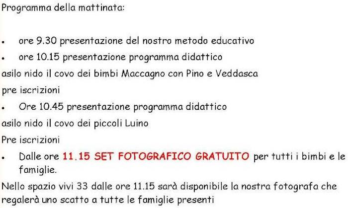 Ecco il programma della mattinata di domani