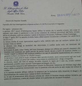 Chiusura notturna dei valichi, Senaldi: "Le polemiche tra enti locali e Governo non servono"