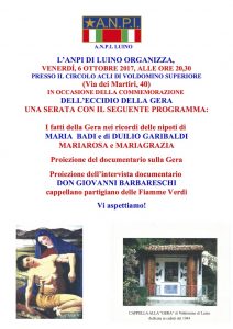 Da domenica si celebra il 73esimo anniversario dell'eccidio della Gera di Voldomino