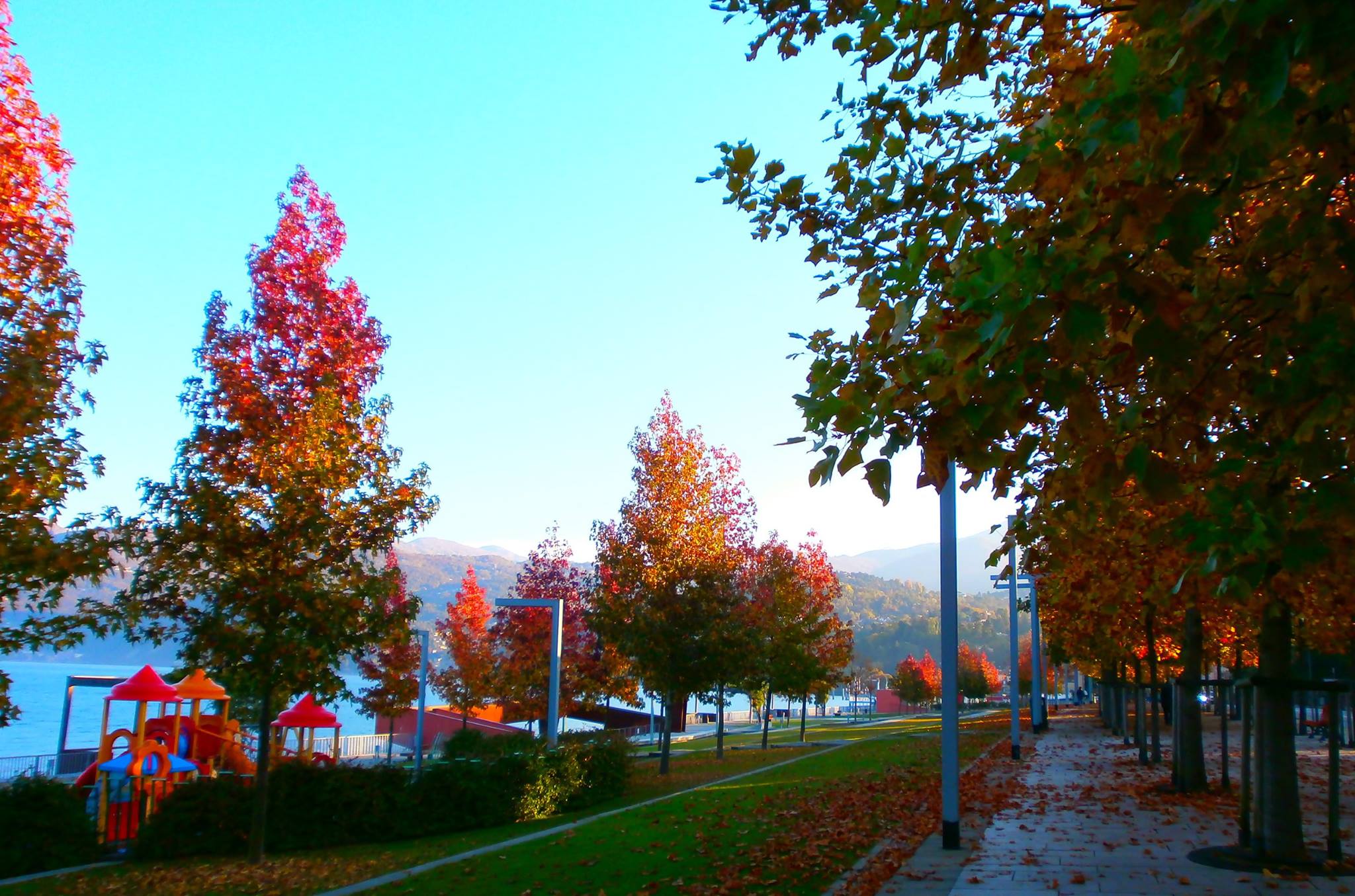 Una mattina d'autunno in riva al lago a Luino, la foto è di Giovanni Saturnino