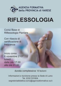 Al CFP di Luino un corso di "Riflessologia Plantare" per aziende, estetiste e privati. Ecco il programma