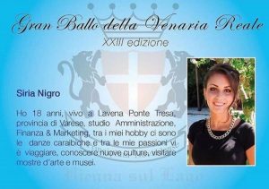 Da Lavena Ponte Tresa al Gran Ballo della Venaria Reale di Torino, il sogno di Siria Nigro