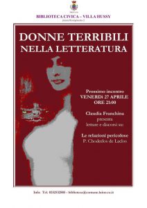 Luino, venerdì torna la rassegna "Donne Terribili nella Letteratura" con Claudia Franchina