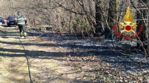 Incendio in un bosco di Cunardo, intervengono i vigili del fuoco