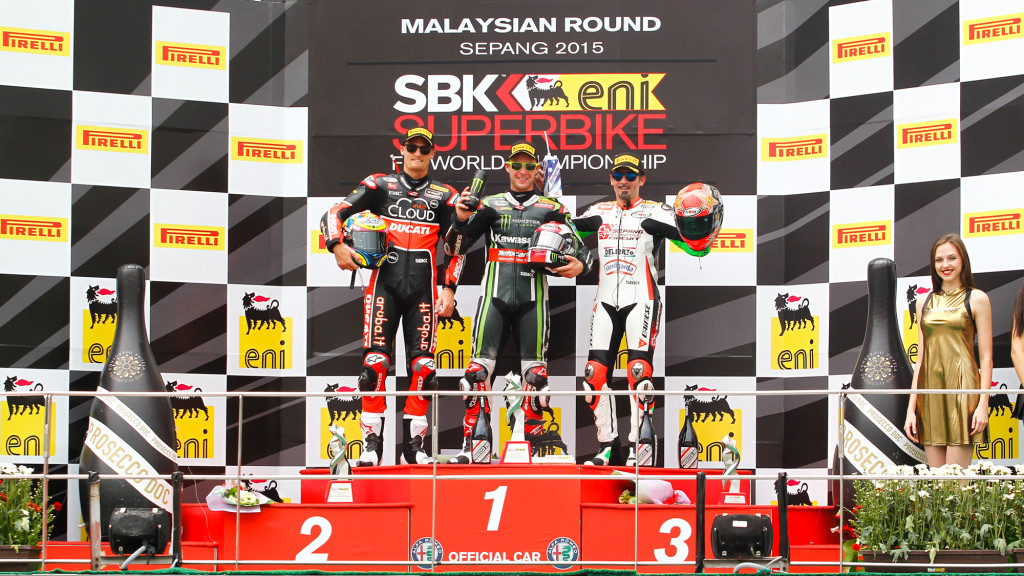 Superbile, il podio di gara 1 a Sepang (worldsbk.com)