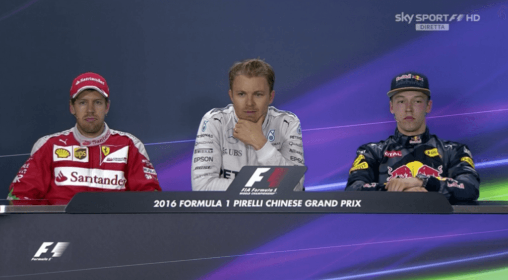 La conferenza stampa di Rosberg, Vettel e Kvyat, saliti sul podio in Cina