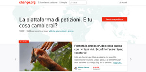 La homepage di Change.org